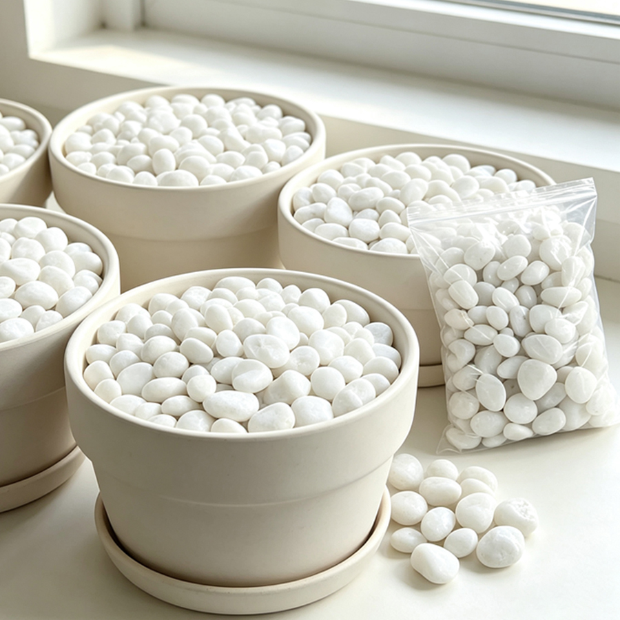 Plant Parenting - 300/600g Polished White Pebble Stones, River
